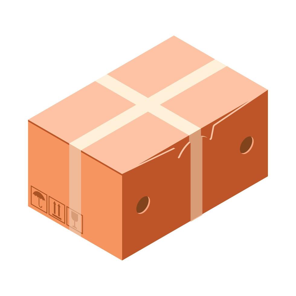 Closed carton box icon, isometric style vector