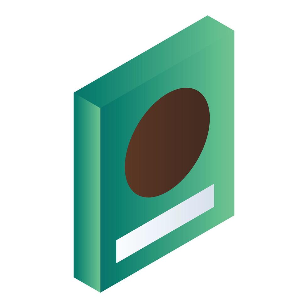 Green cereals box icon, isometric style vector
