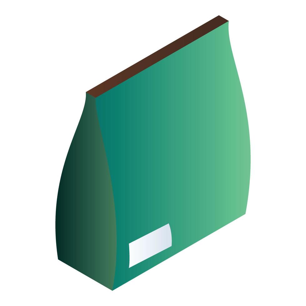 Green blank package icon, isometric style vector