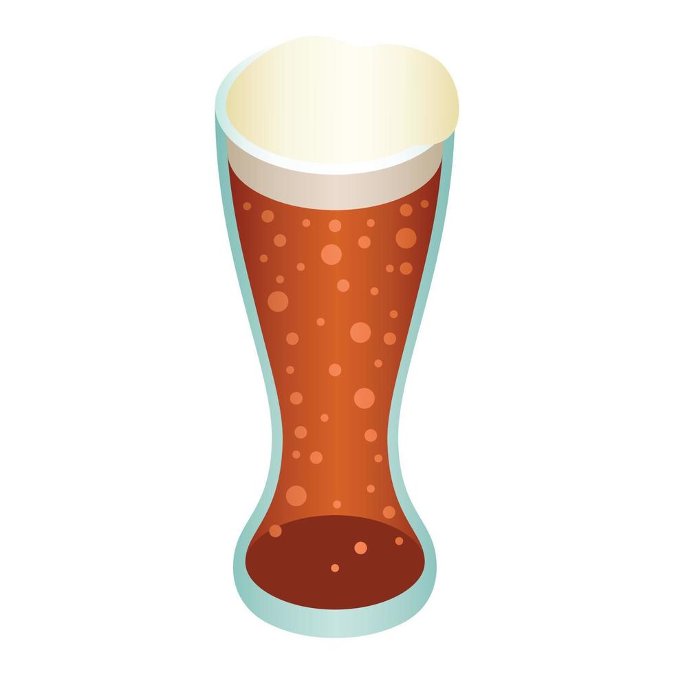 Glass of beer icon, isometric style vector