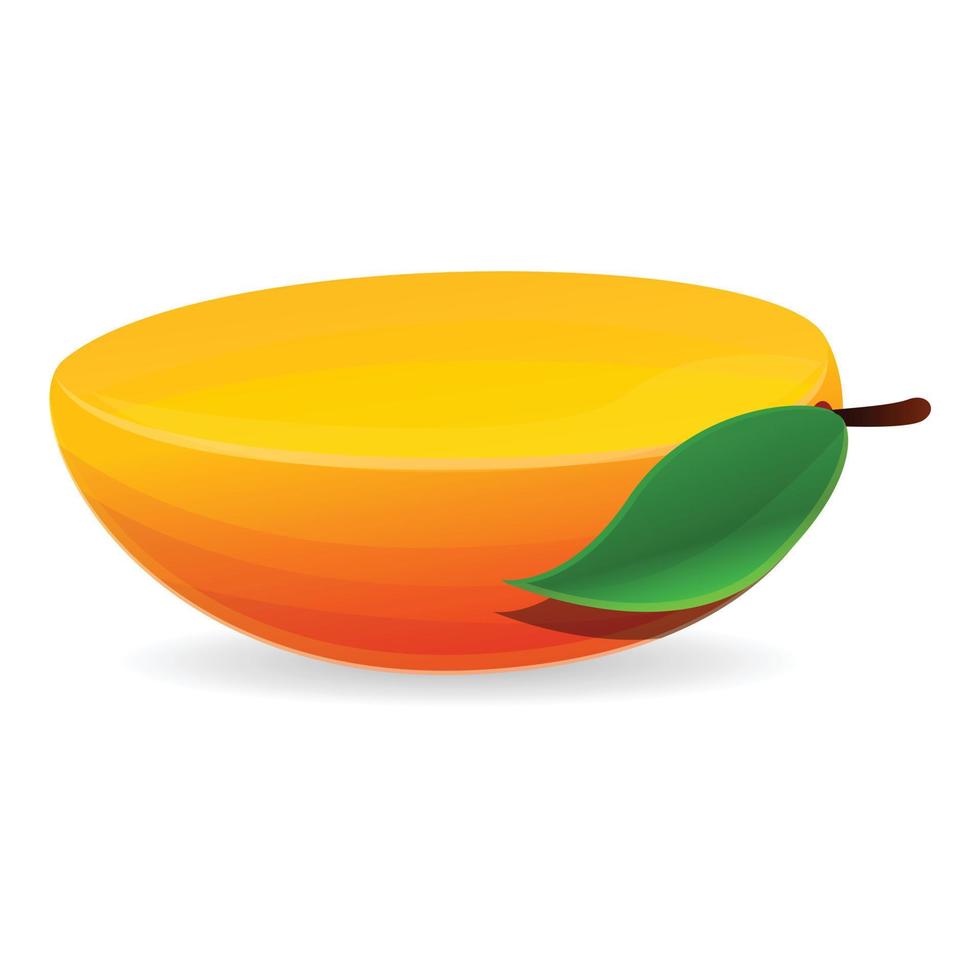 la mitad del icono de mango, estilo de dibujos animados vector