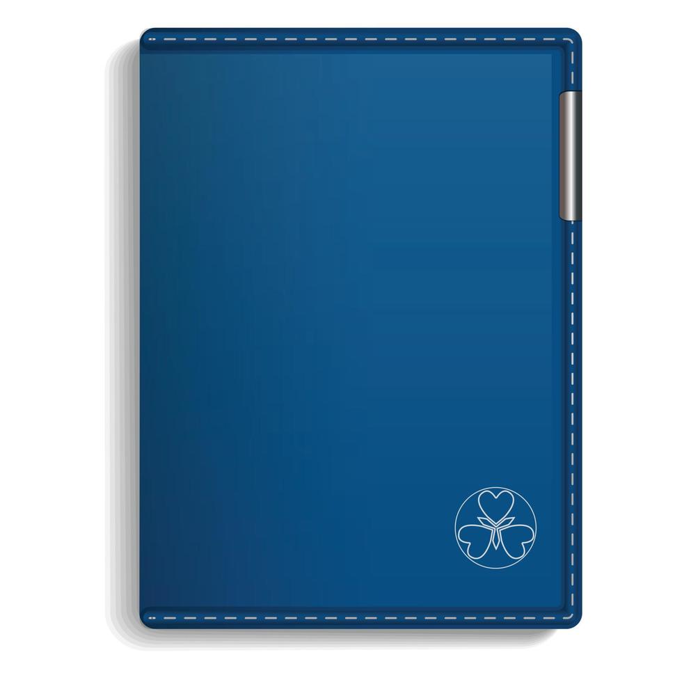 Leather sketchbook icon, realistic style vector