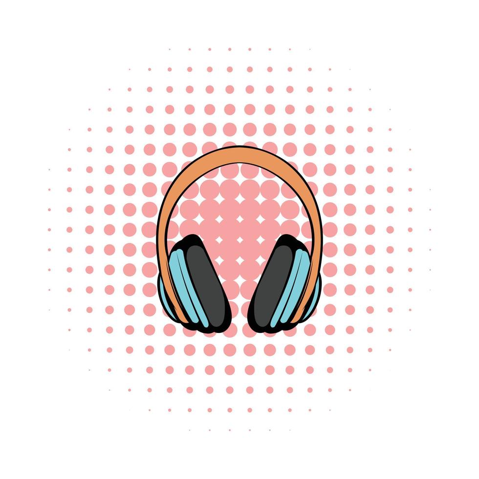 Big headphones comics icon vector