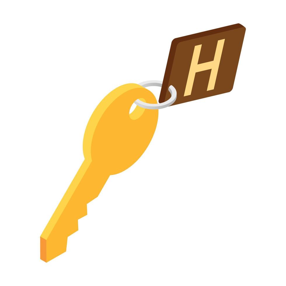 Hotel key isometric 3d icon vector