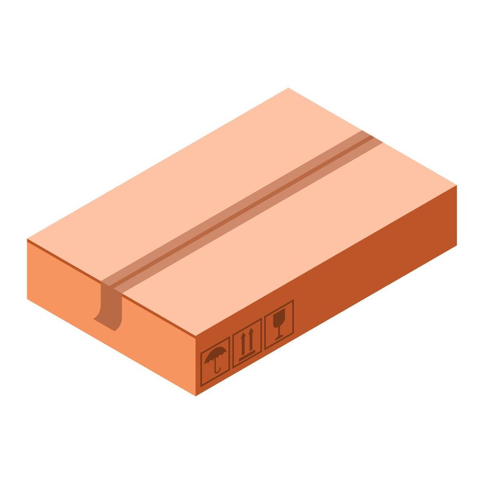 Fragile cardboard icon, isometric style vector