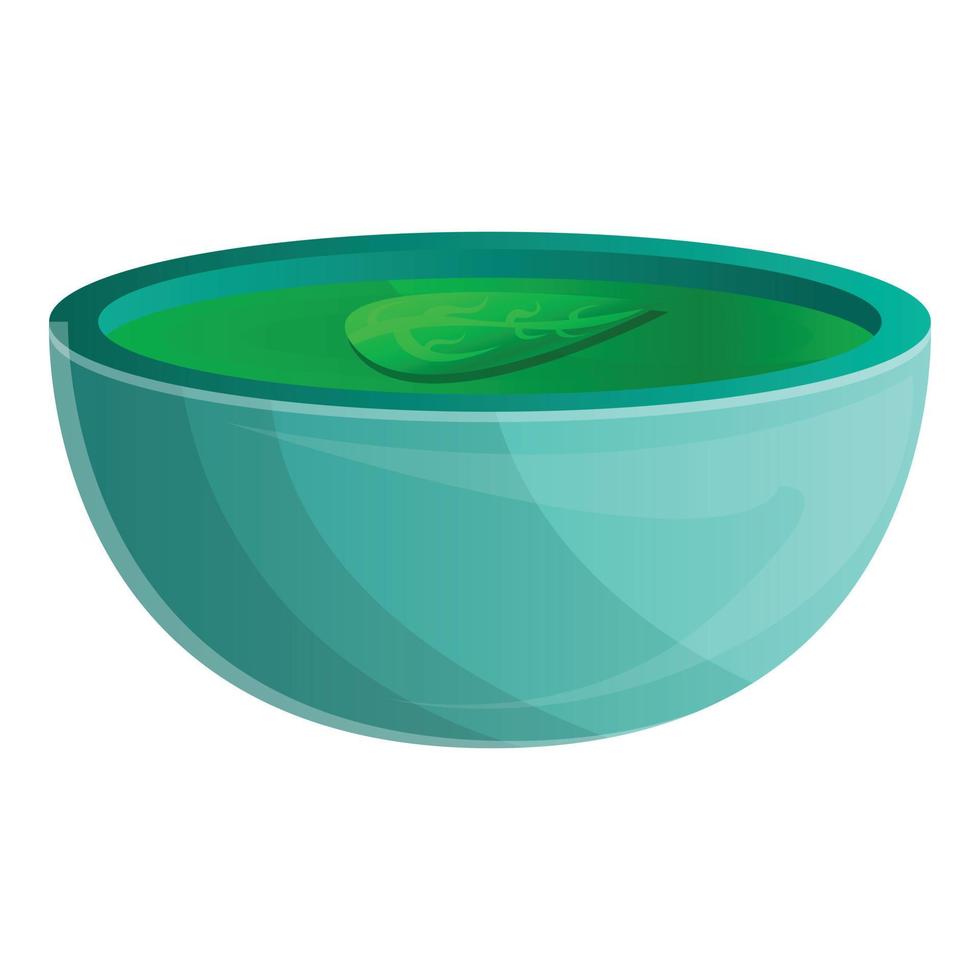 Spinach soup icon, cartoon style vector