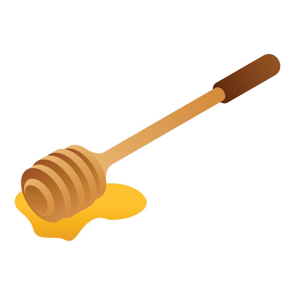 Wood honey spoon icon, isometric style vector