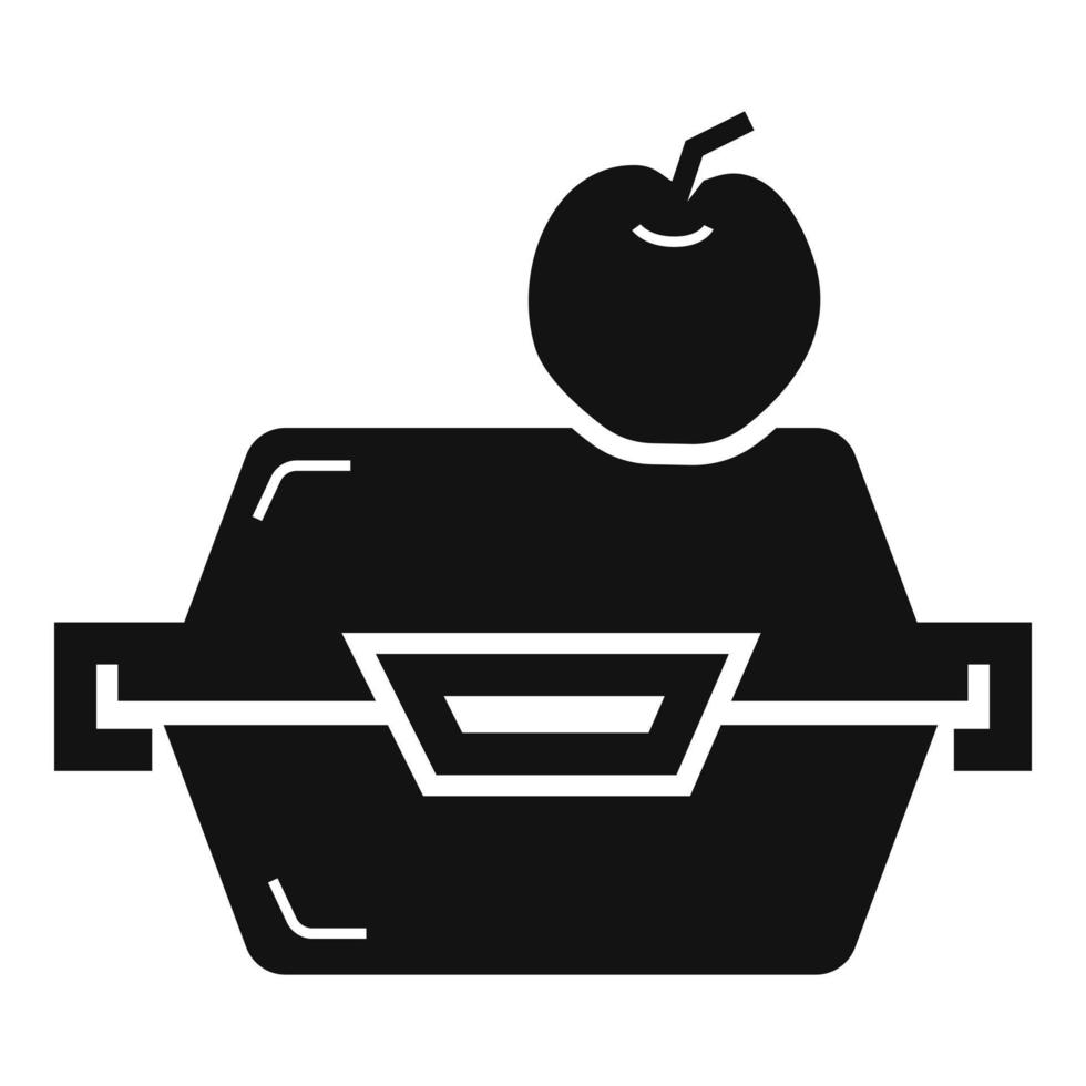 Apple fruit lunchbox icon, simple style vector