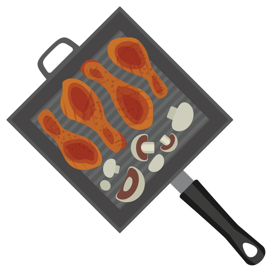 icono de plancha de barbacoa, estilo plano vector