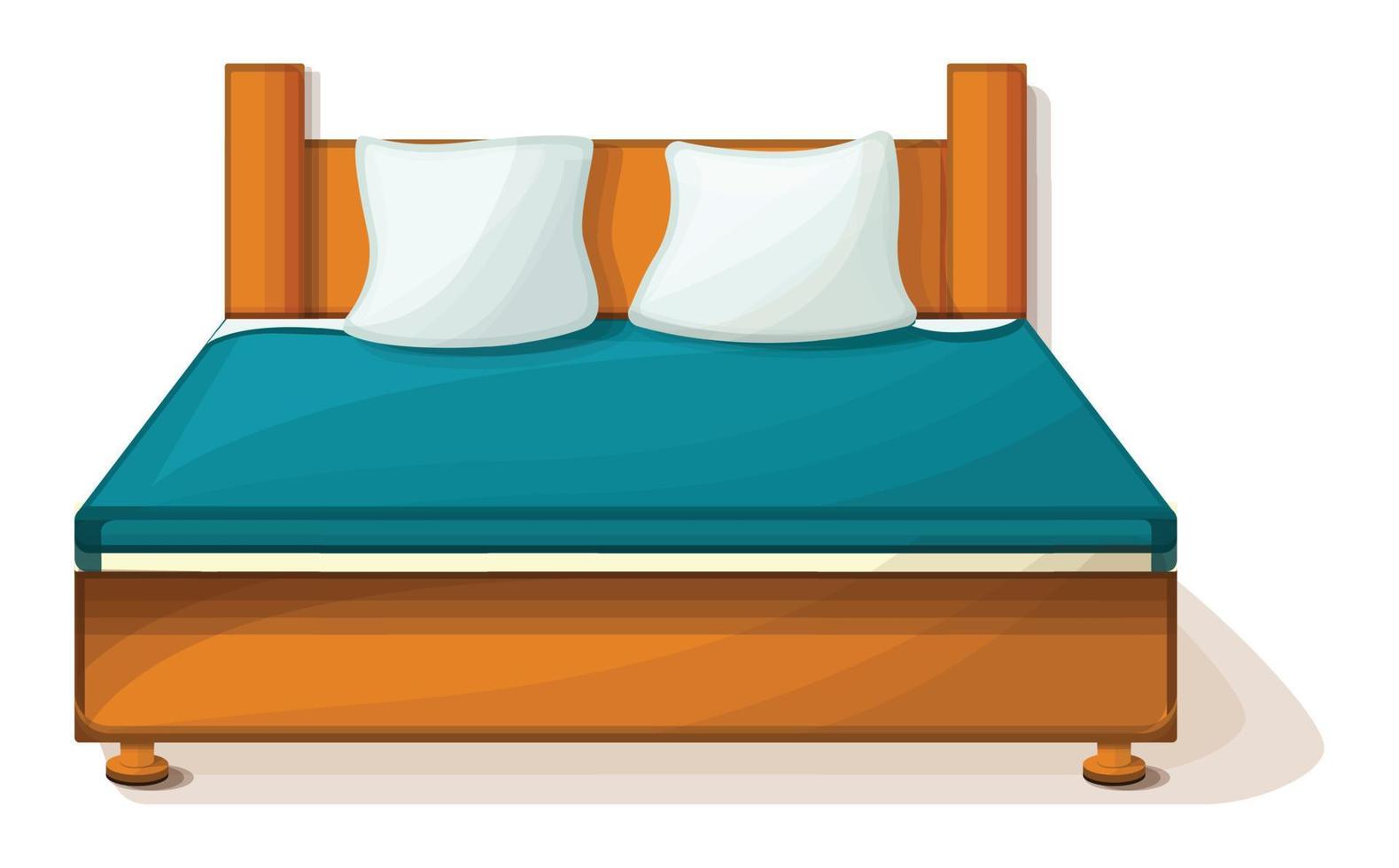 King size bed icon, cartoon style vector