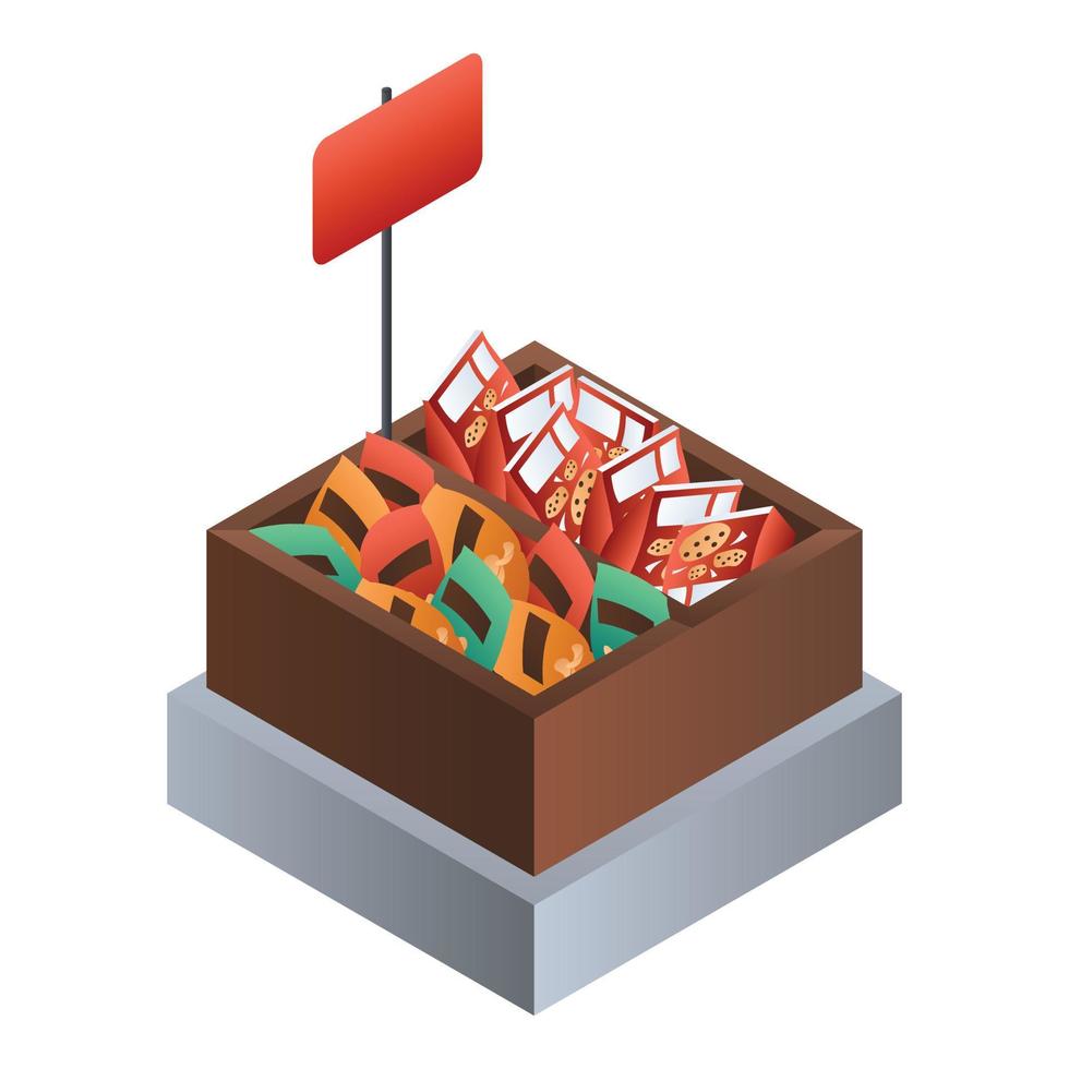 Market biscuit box icon, isometric style vector