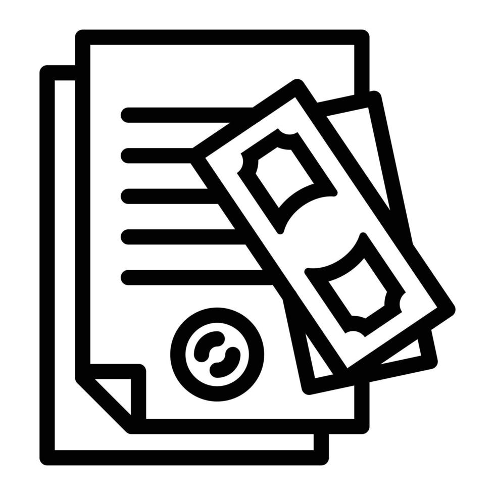 Paper pass bribery icon, outline style vector