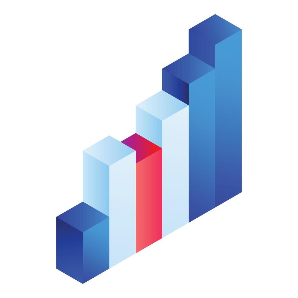 Gradient chart icon, isometric style vector