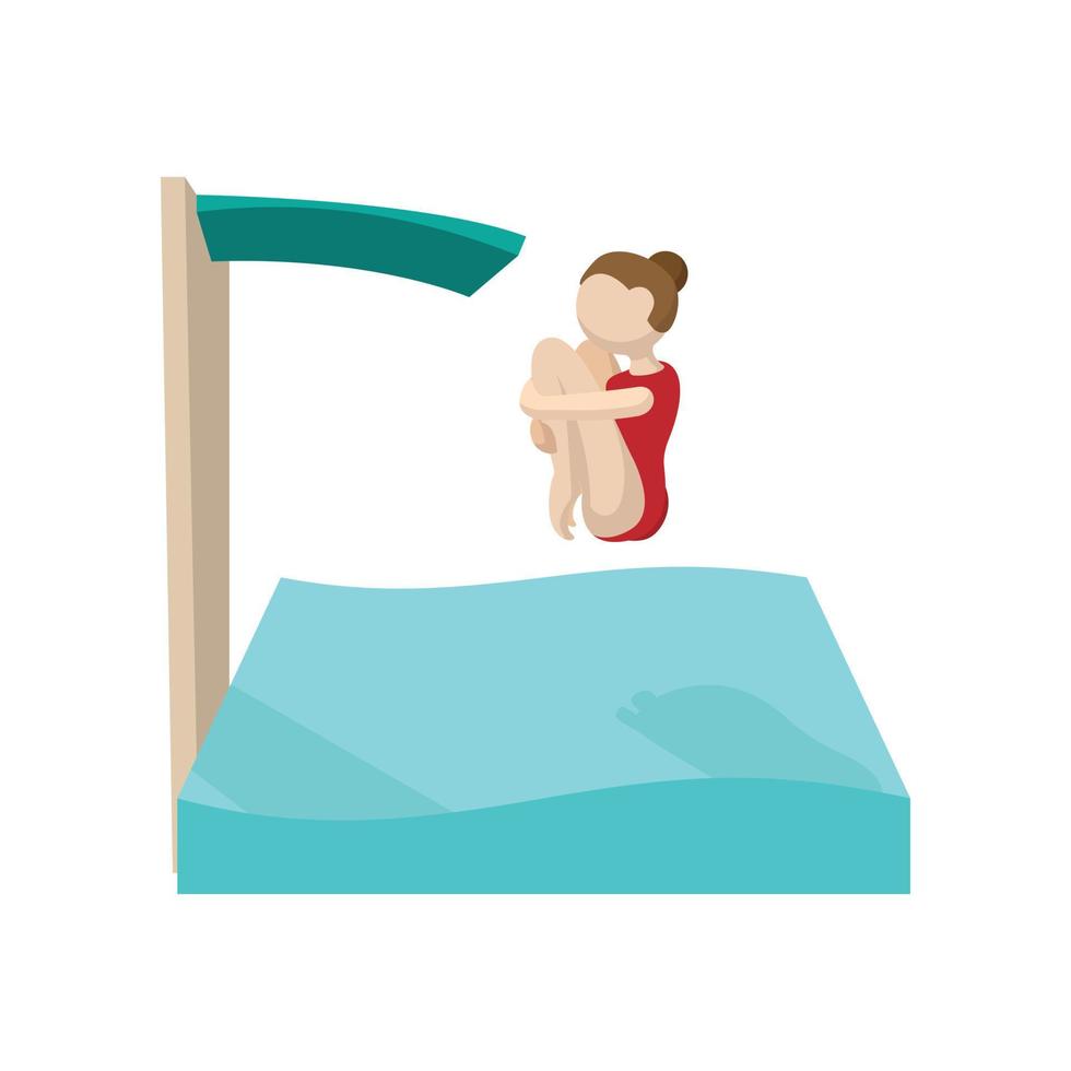 Female diving in a pool cartoon icon vector