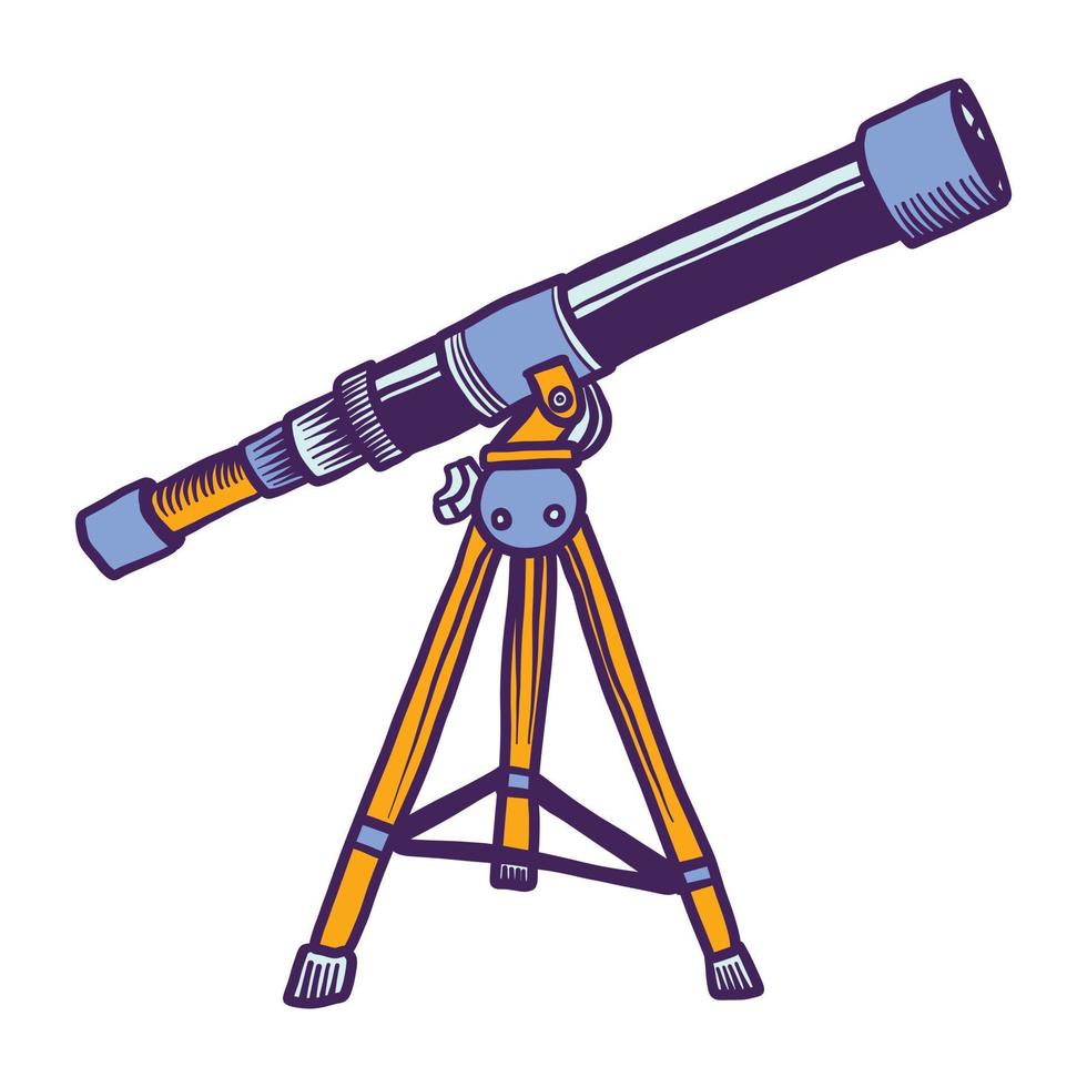 Space telescope icon, hand drawn style vector