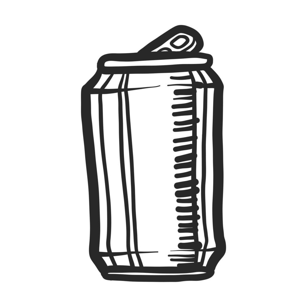 Beer can icon, hand drawn style vector