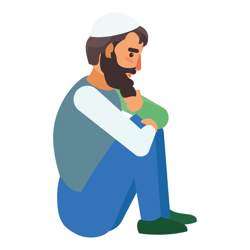 Refugee man icon, flat style vector