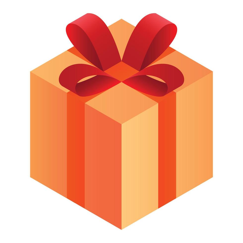 Gift box icon, isometric style vector