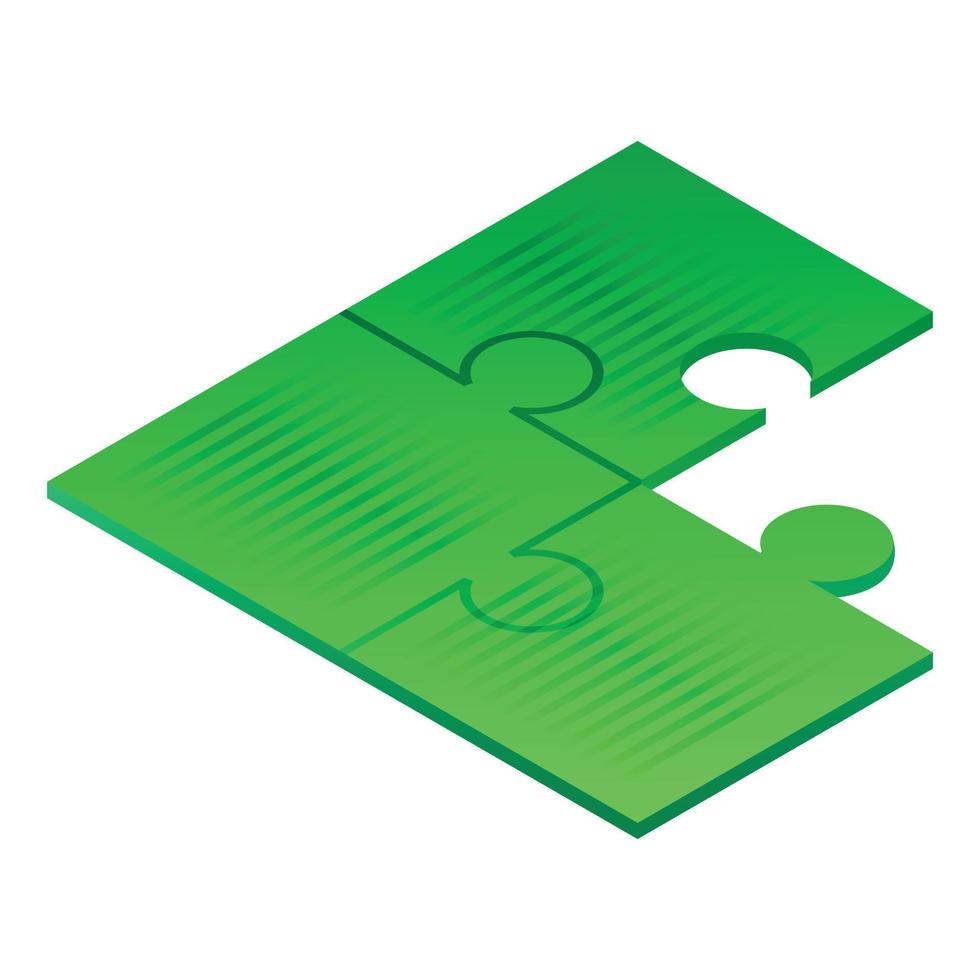 Green puzzle icon, isometric style vector