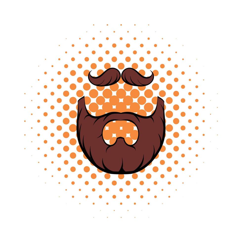 Mustache and beard comics icon vector