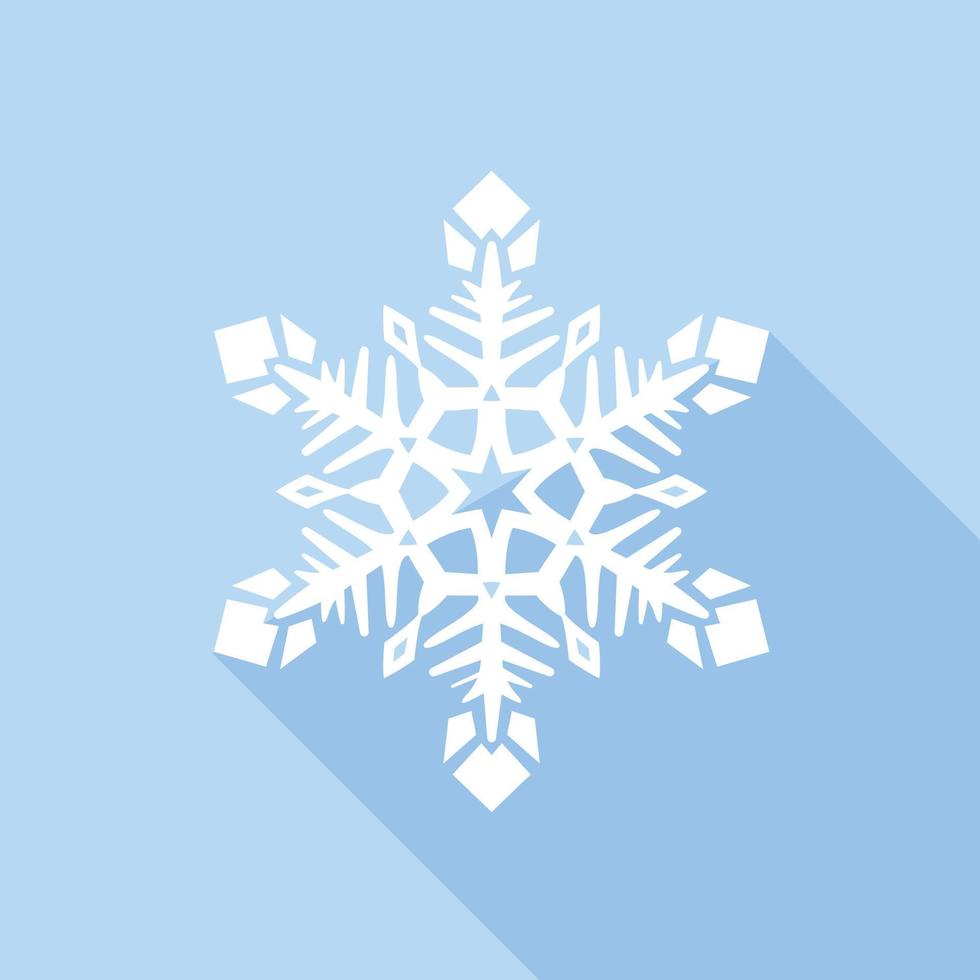 icono de copo de nieve blanco, estilo plano vector