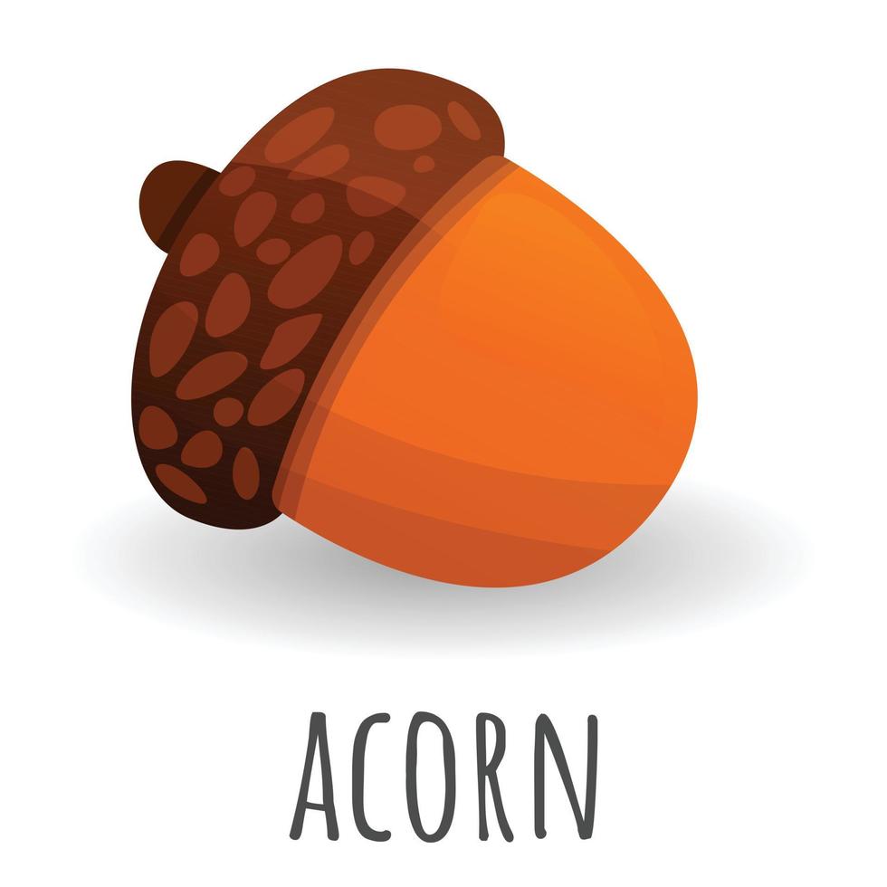Acorn icon, cartoon style vector