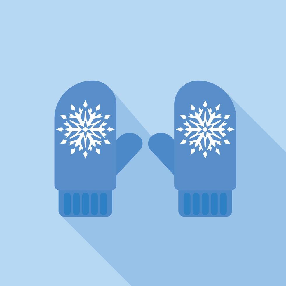 icono de guantes azules de invierno, estilo plano vector