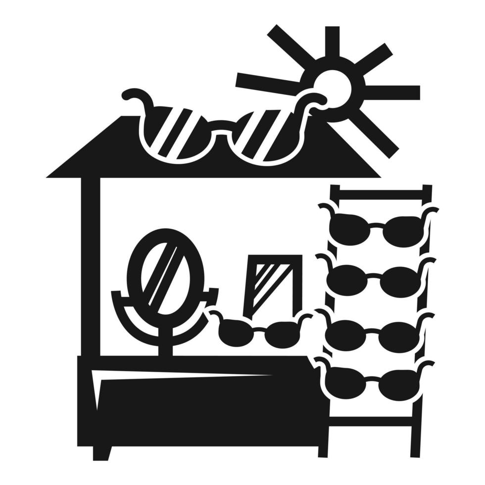 icono de quiosco de gafas de sol, estilo simple vector