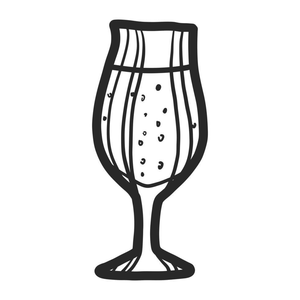 icono de cerveza de vidrio de pub, estilo dibujado a mano vector