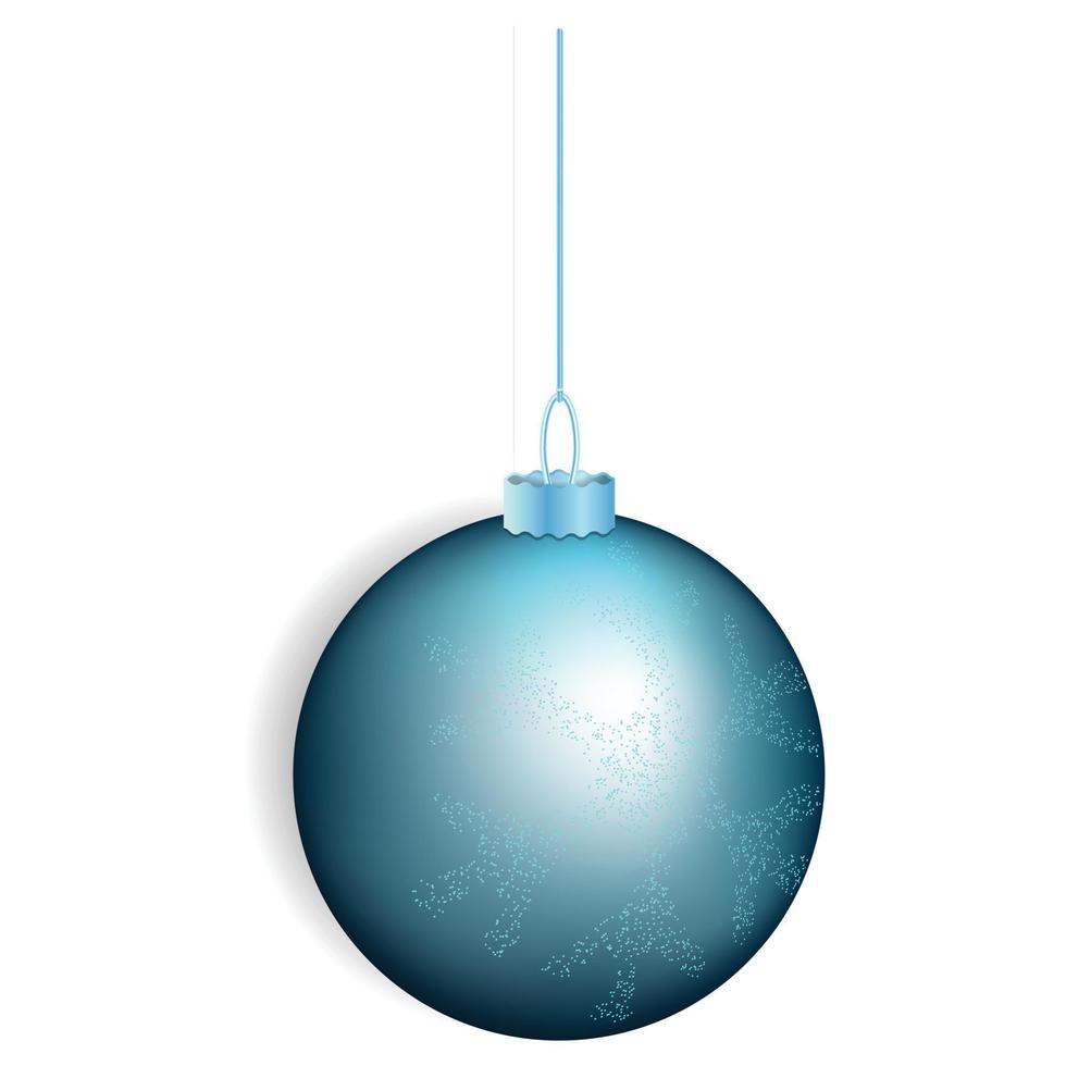 Blue christmas ball icon, realistic style vector