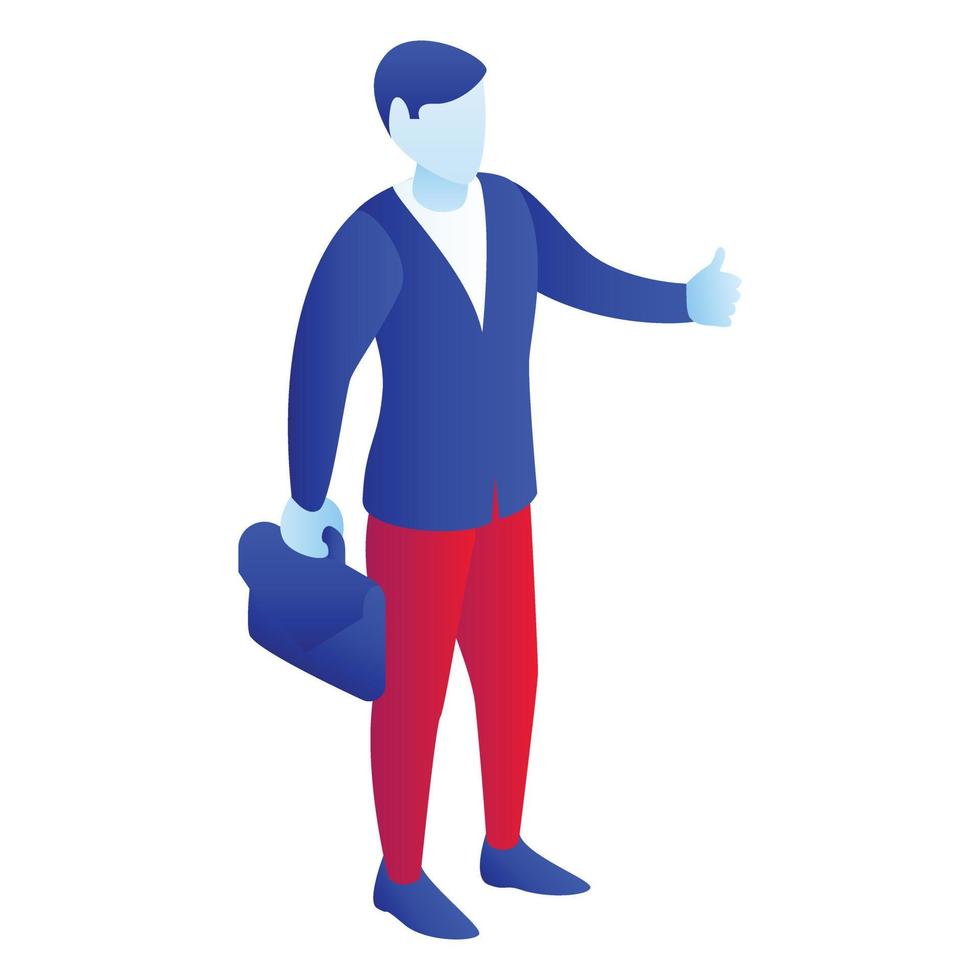 Businessman thumb up icon, isometric style vector