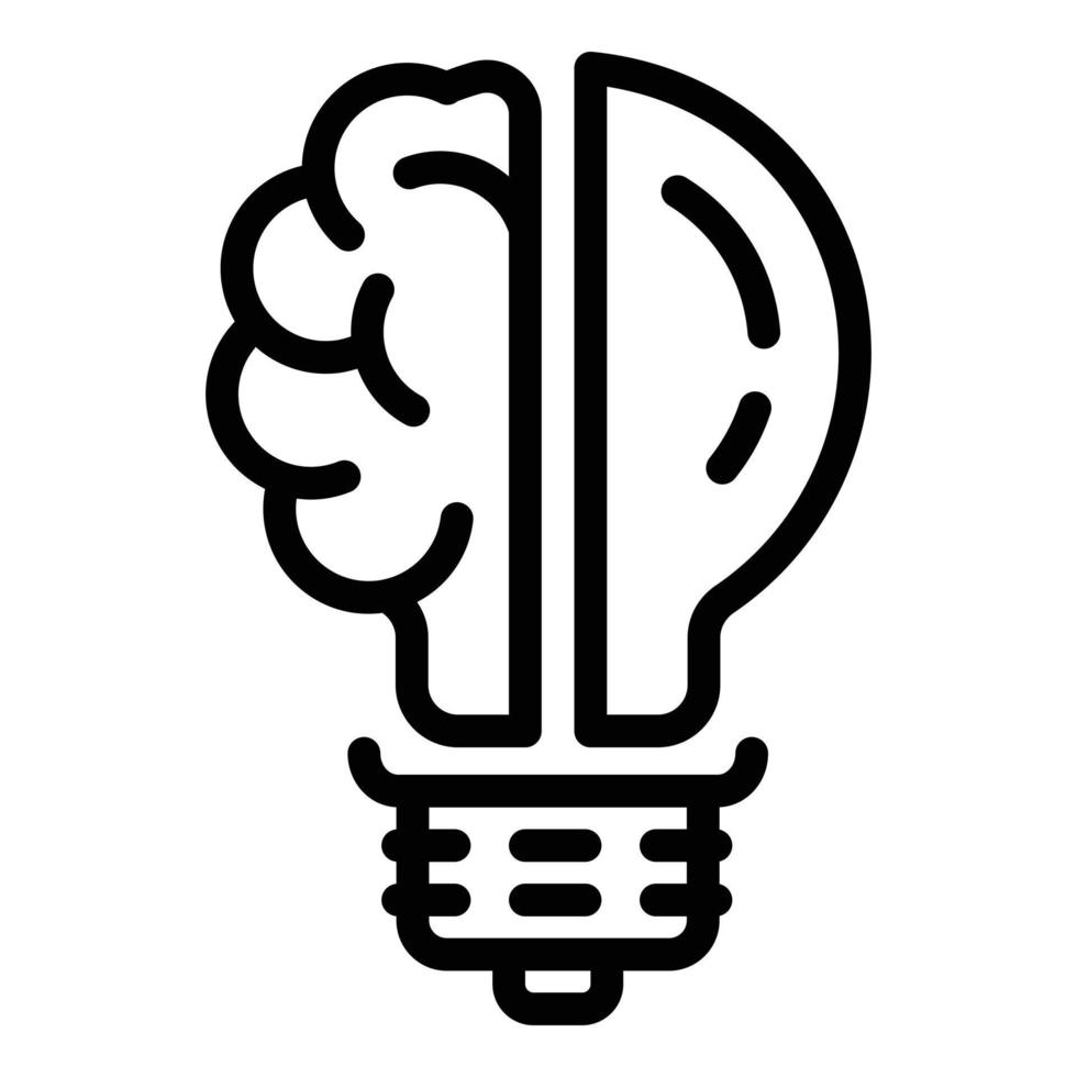 Brain bulb icon, outline style vector