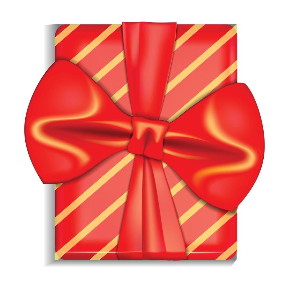 Xmas red gift box icon, realistic style vector