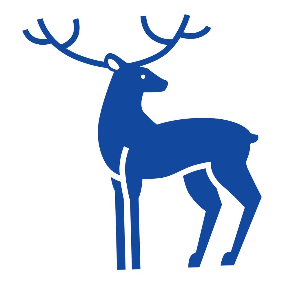 Blue xmas deer icon, simple style vector