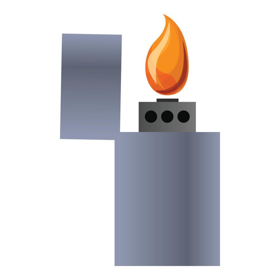 Metal lighter icon, cartoon style vector