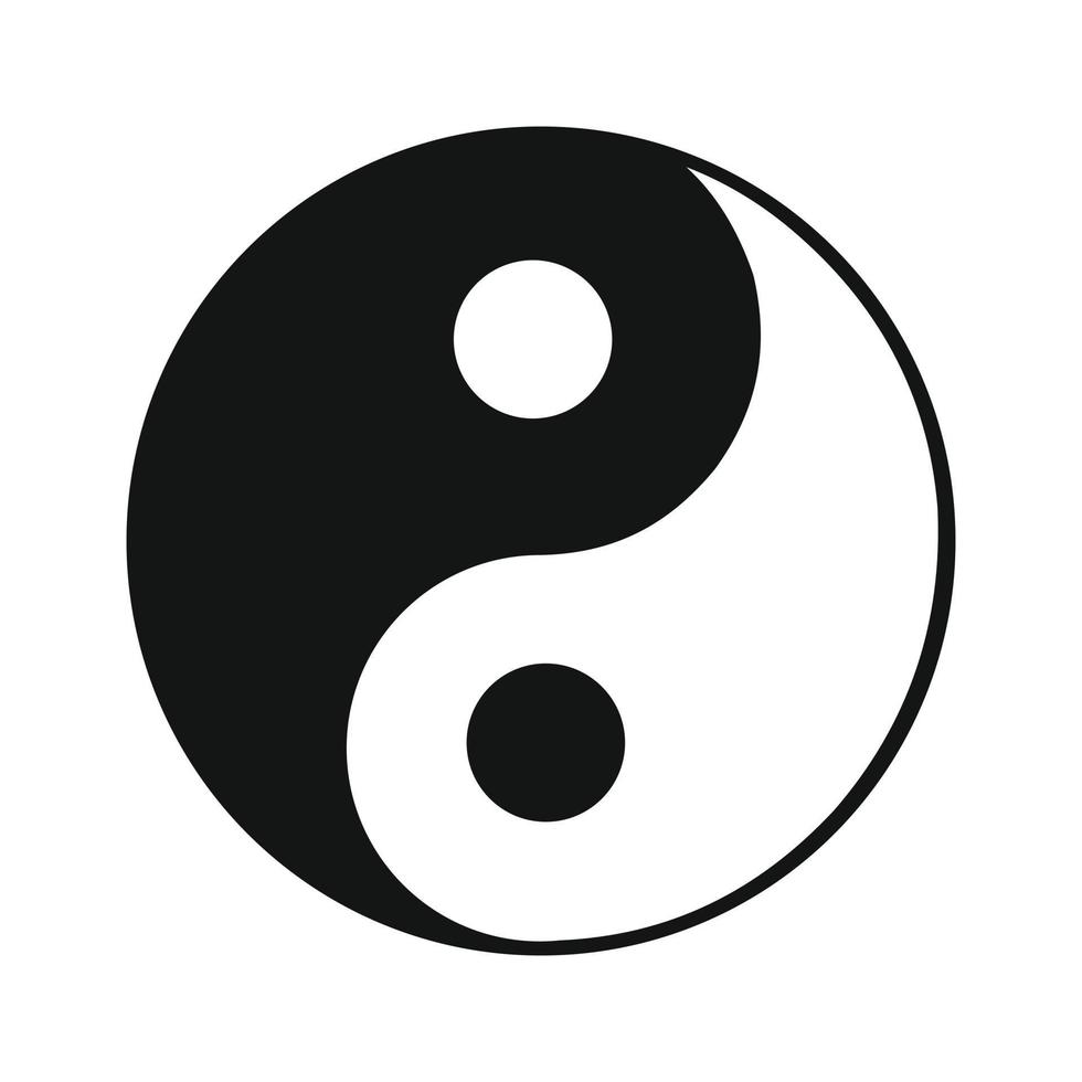 ying yang negro simple icono vector