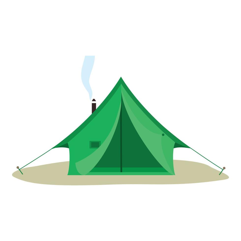 Camping green tent icon, flat style vector