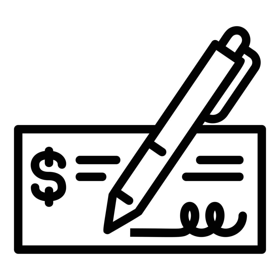 icono de dinero de factura en papel, estilo de esquema vector