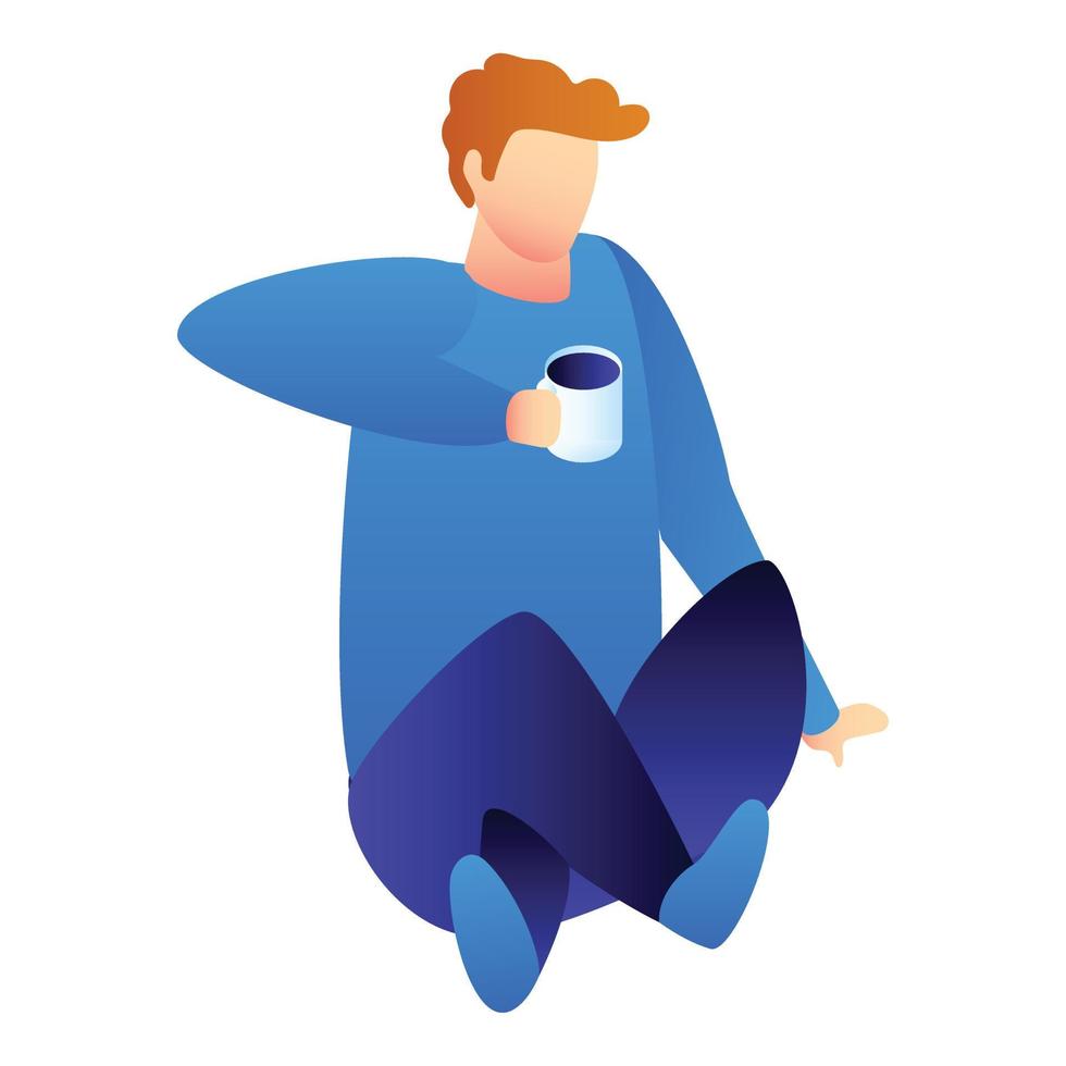 Man drink coffee icon, isometric style vector