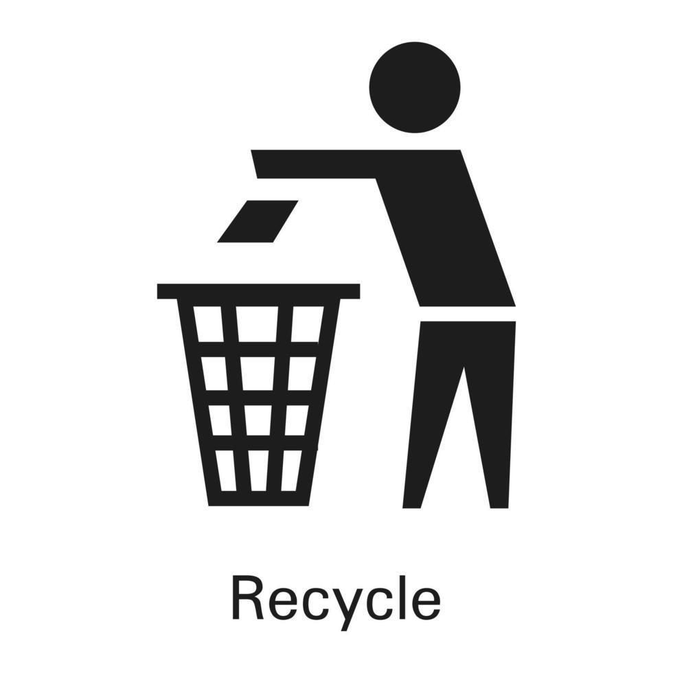 Recycle trash bin icon, simple style vector