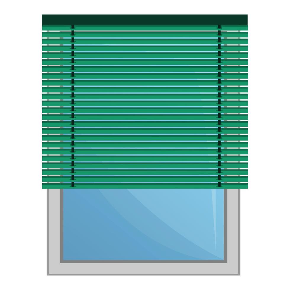 Green jalousie icon, cartoon style vector