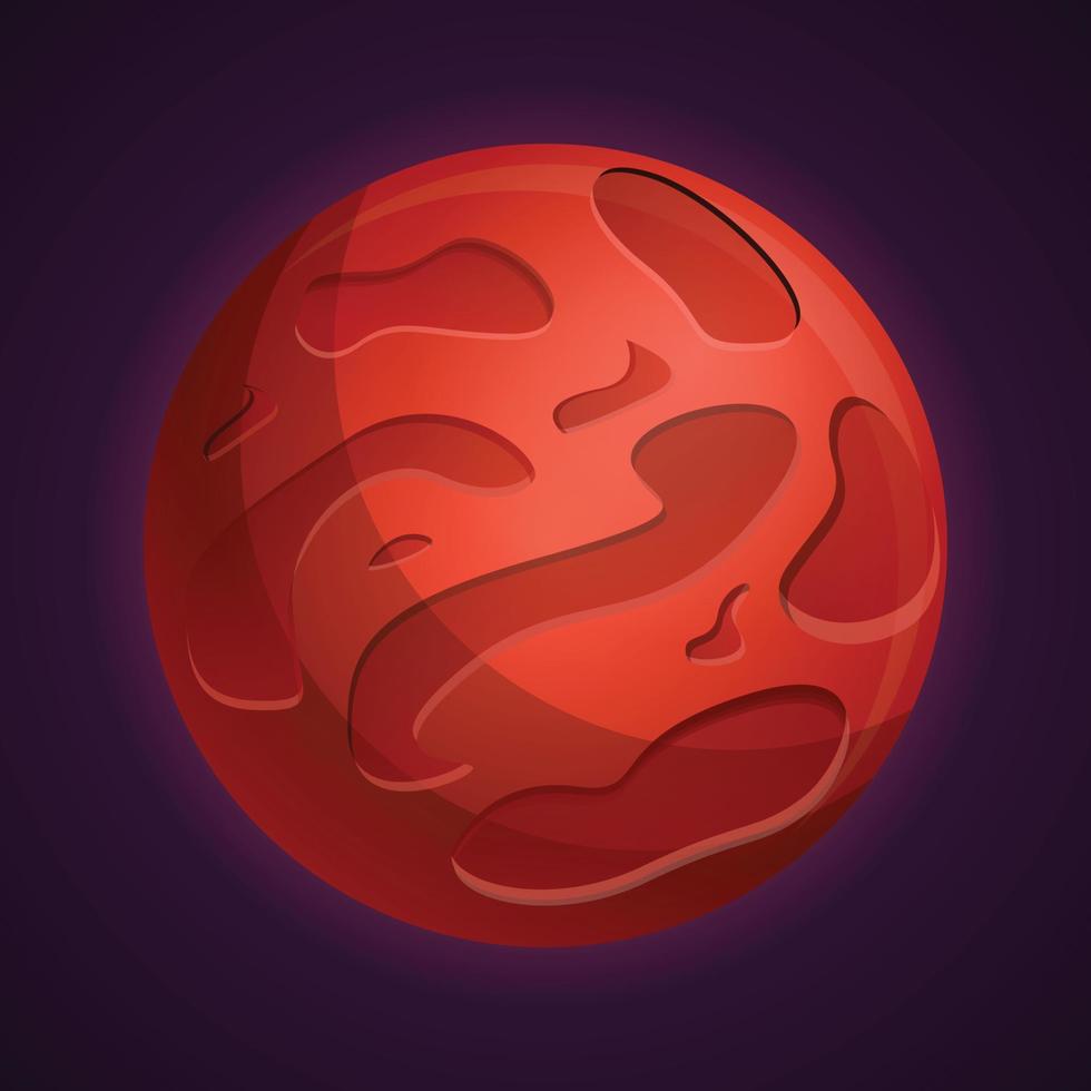 Red mars planet icon, cartoon style vector