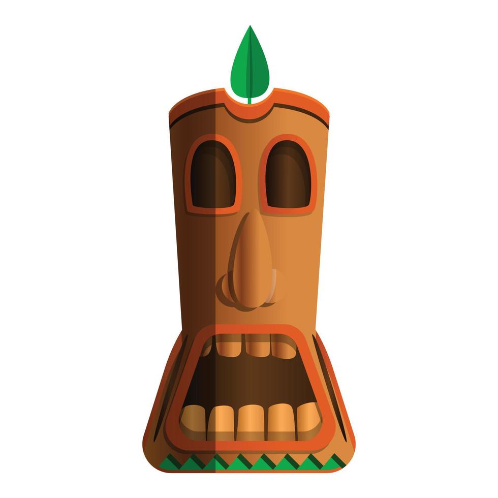 Wood totem idol icon, cartoon style vector