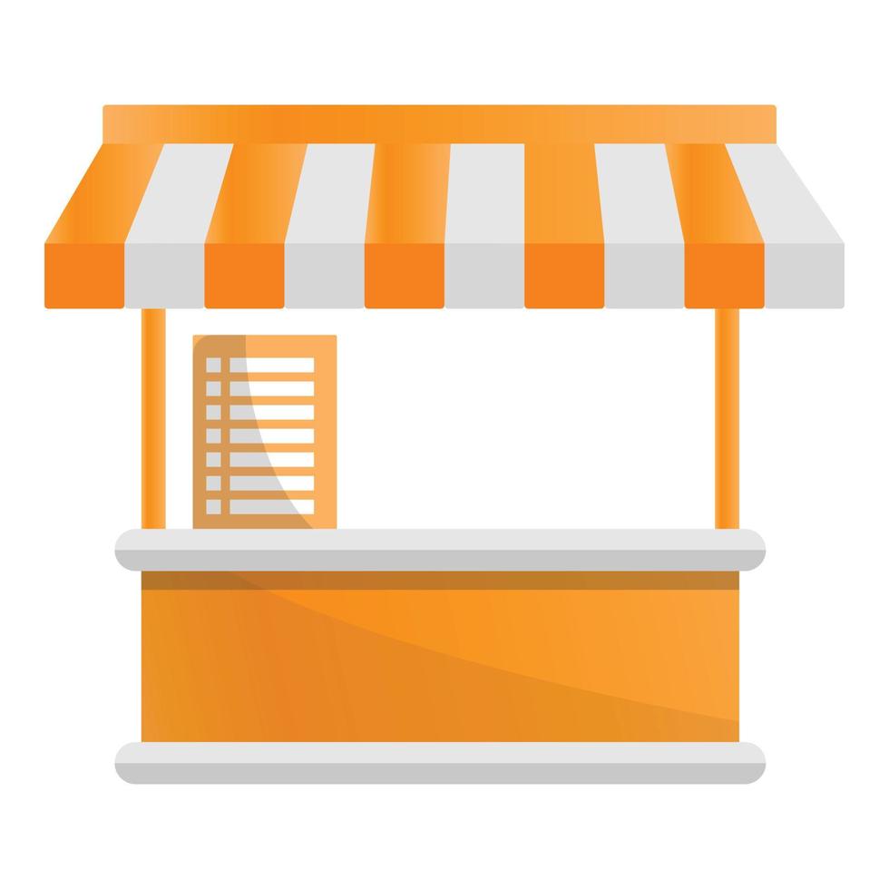 Food tent kiosk icon, cartoon style vector