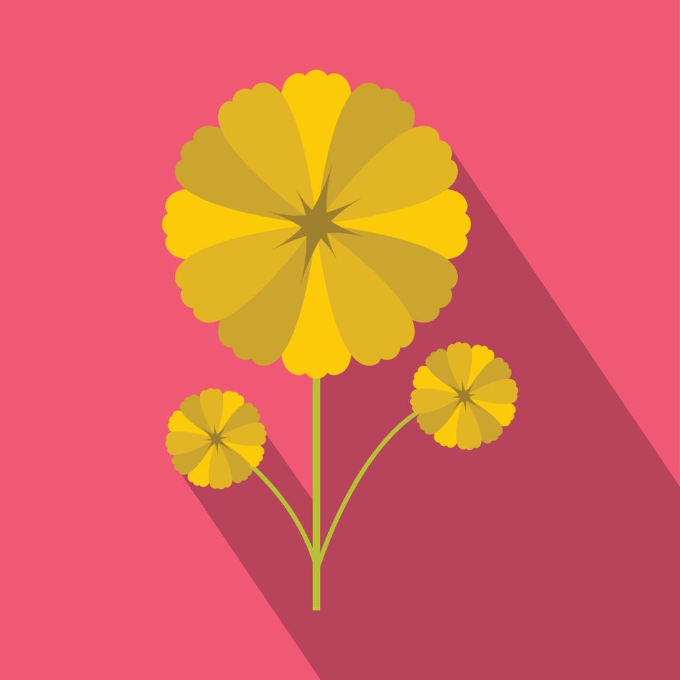 Yellow flower icon in flat style vector