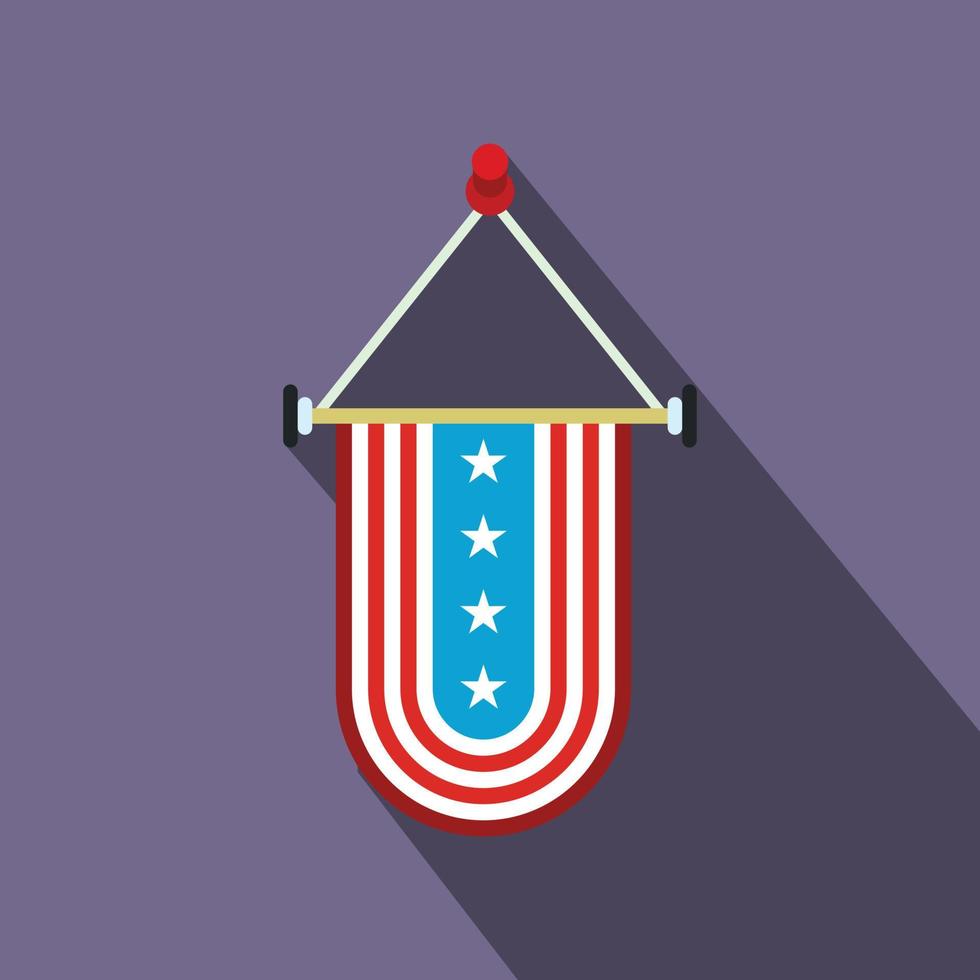 Pennant with the national flag of USA flat icon vector