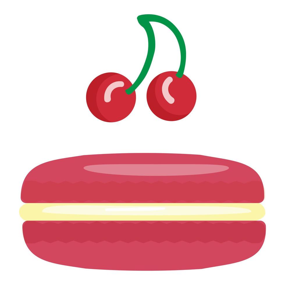 Cherry macaroon icon cartoon vector. Cookie french vector