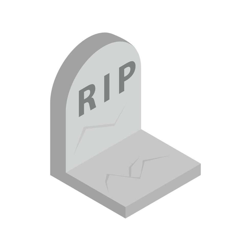 Tombstone with RIP isometric 3d icon vector