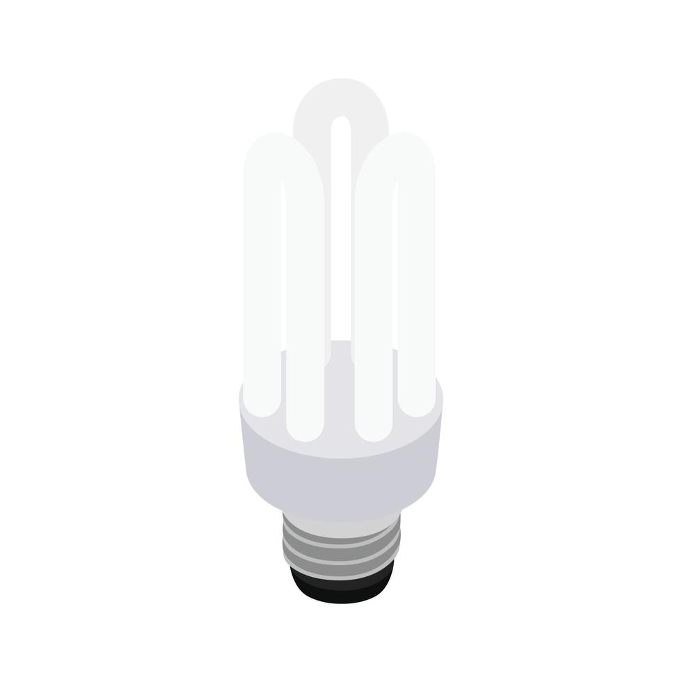White energy saving bulb icon, isometric 3d style vector