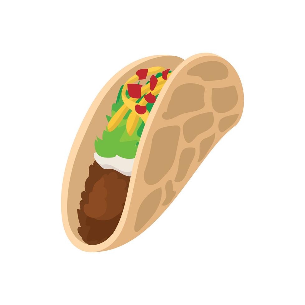 Tortilla wrap with meat and vegetables icon vector